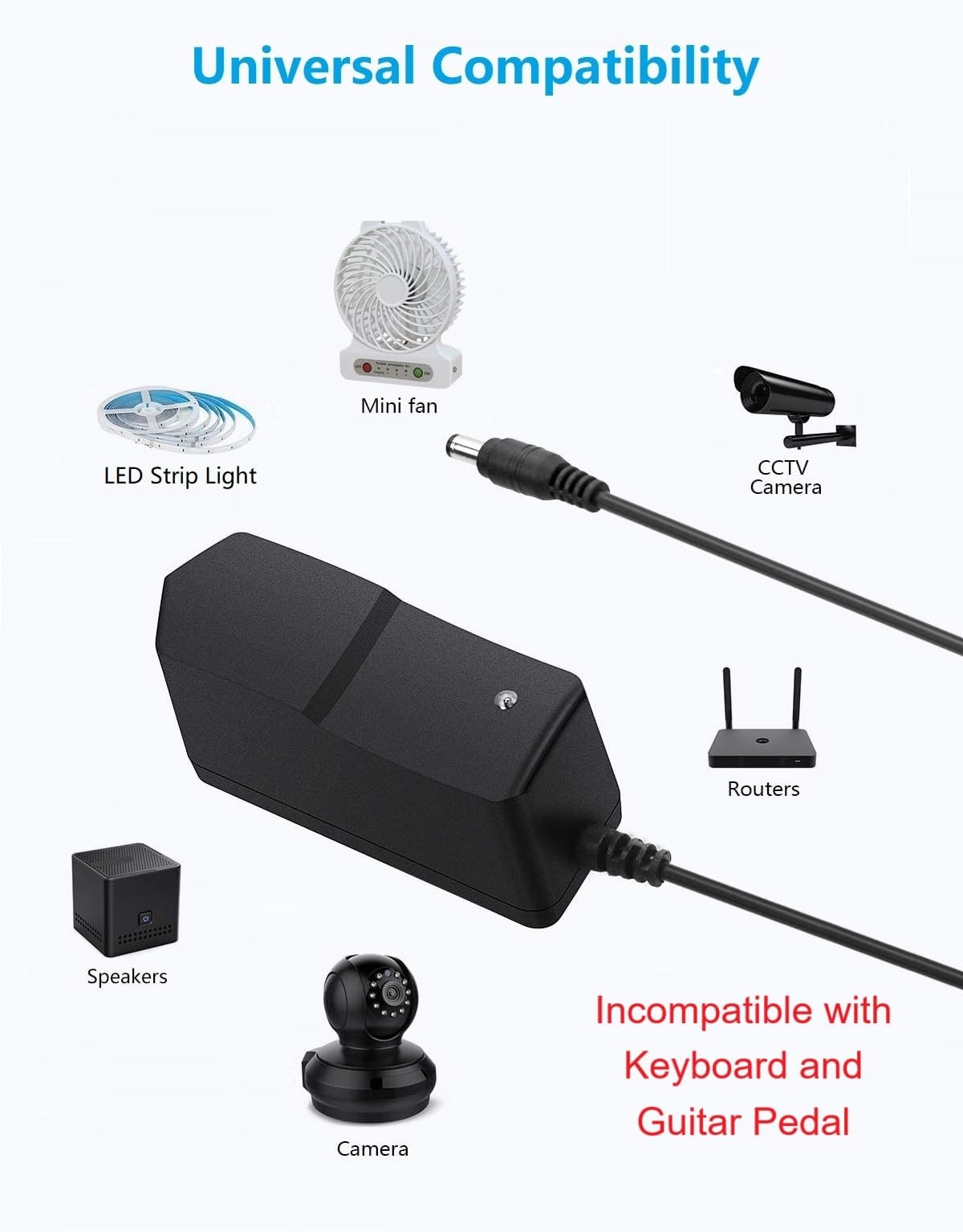 9V DC Power Supply 1A AC Adapter, 100-240V 50/60Hz to 9 Volts 1Amp black