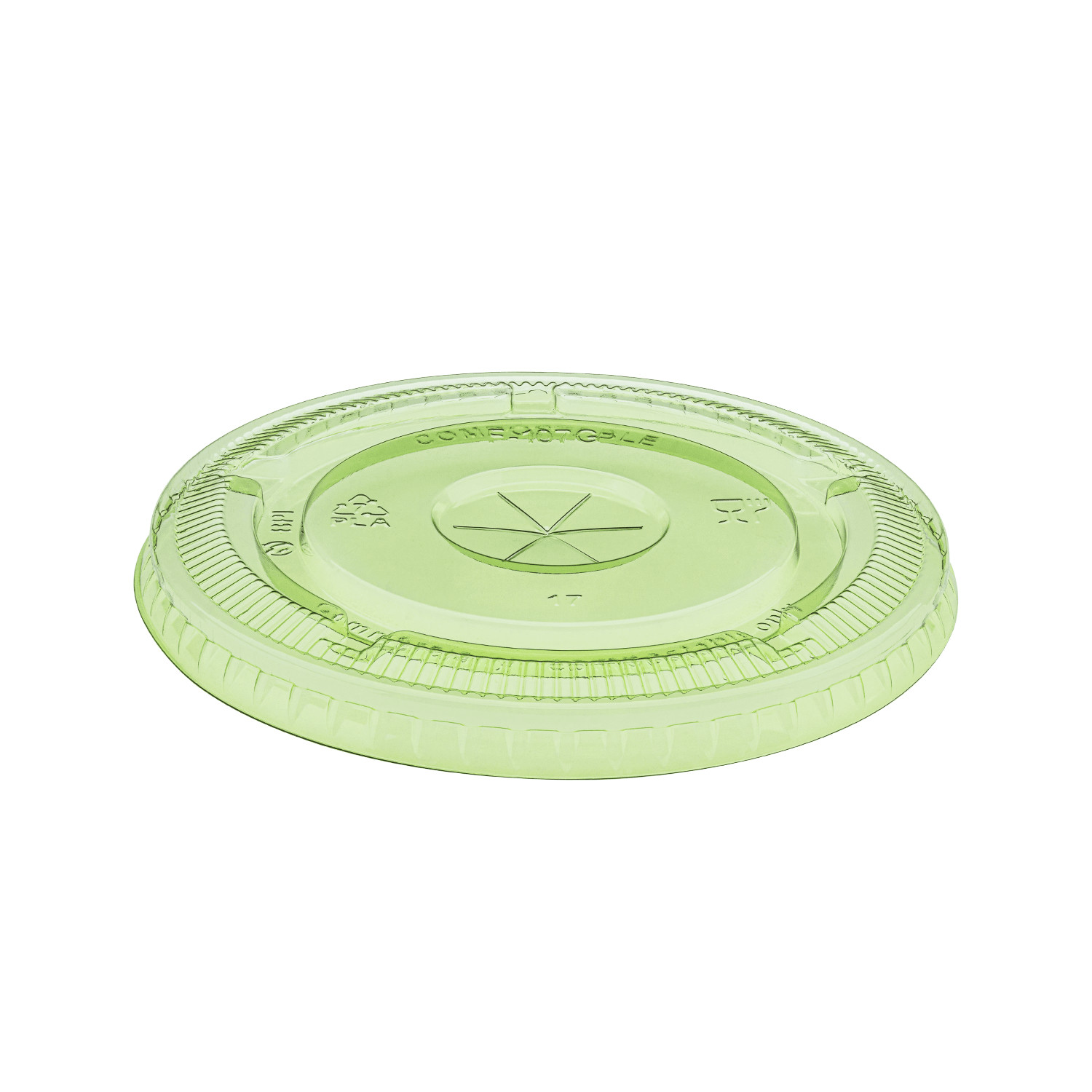 Karat Earth 107mm PLA Flat Lid for 32oz Cup, Green – 500 ct, KE-KC107TS-G