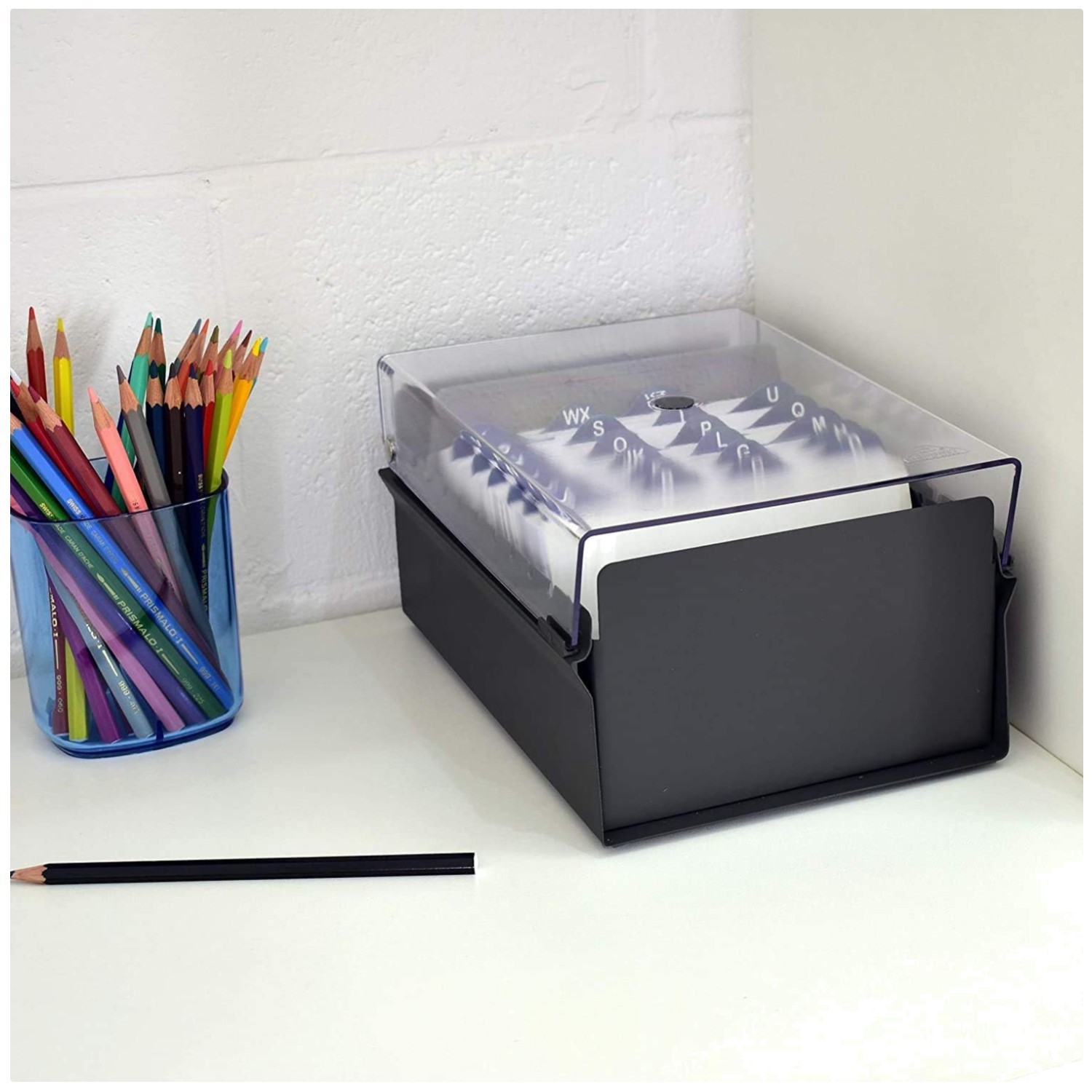 Metal Base 4×6 Card Holder Box – Clear Crystal Lid