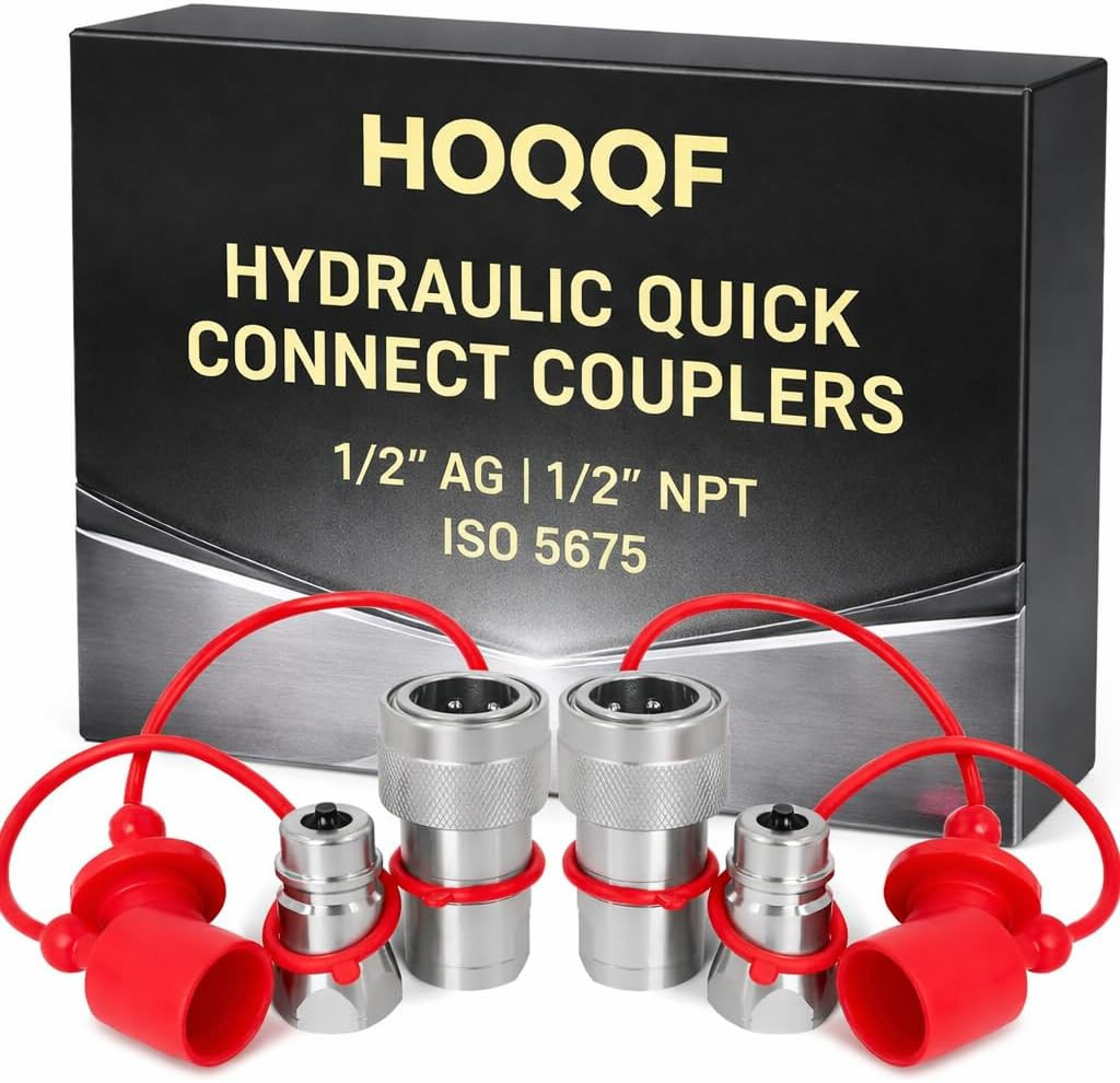 2Sets 1/2» Ag Hydraulic Quick Connect Couplers with Dust Caps, ISO 5675 Pioneer