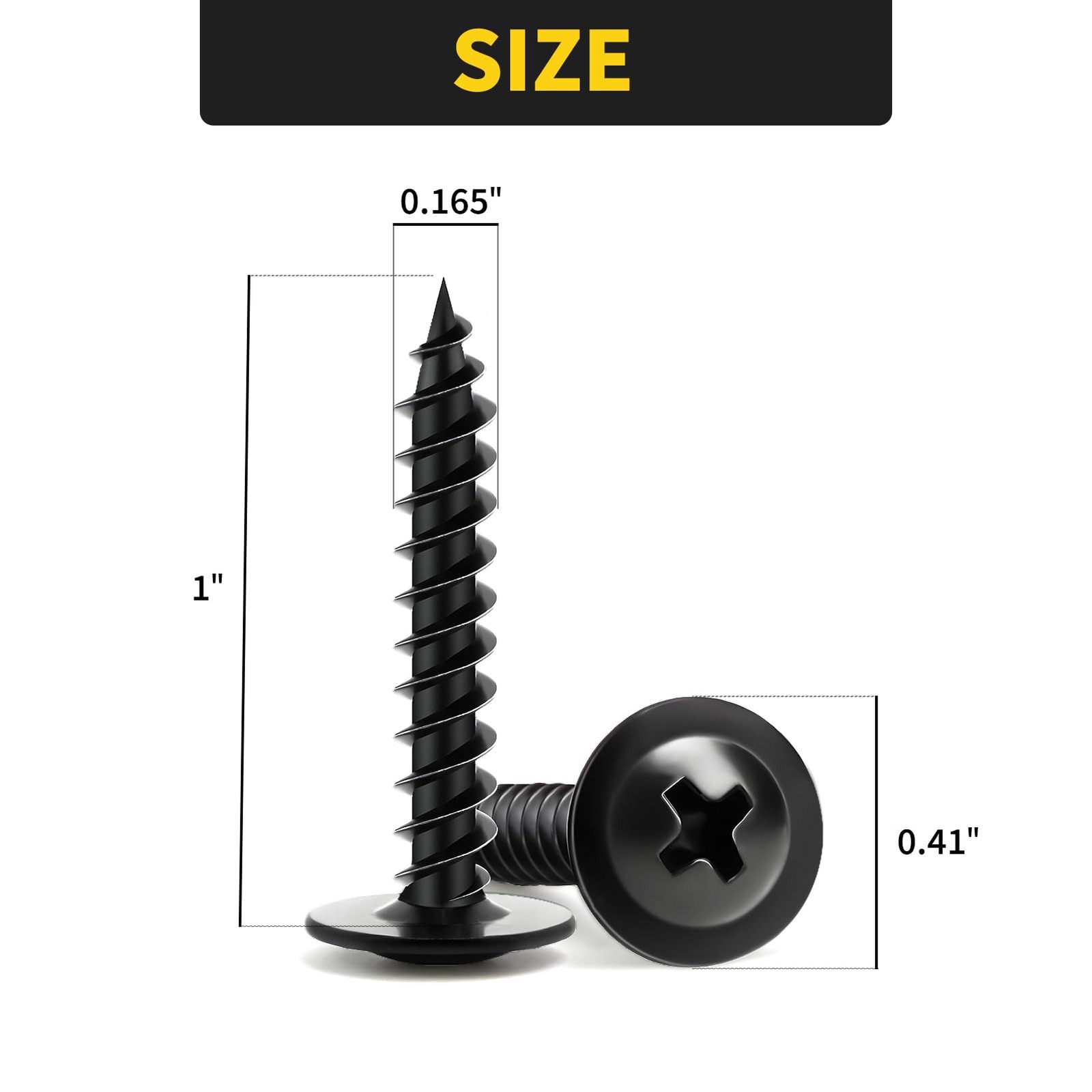 Wood Screws 1 Inch, 110 PCS Premium Phillips Truss Head Black Wood Screws, Self