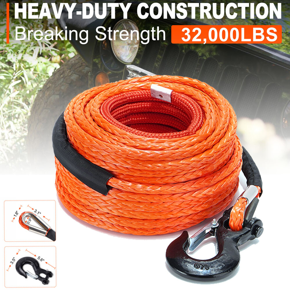 1/2″x100ft 32000lbs Synthetic Winch Rope Winch Line Cable Recovery 4WD ATV SUV