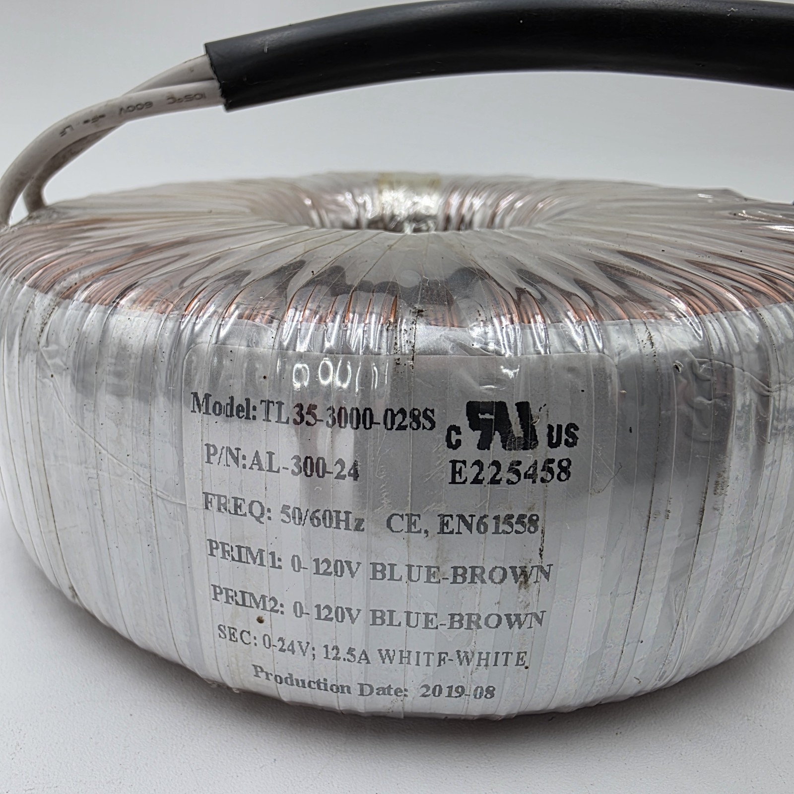 Toroidal Transformer 0-24V AC 12.5A 50/60Hz 120V AL-300-24 TL35-3000-028S