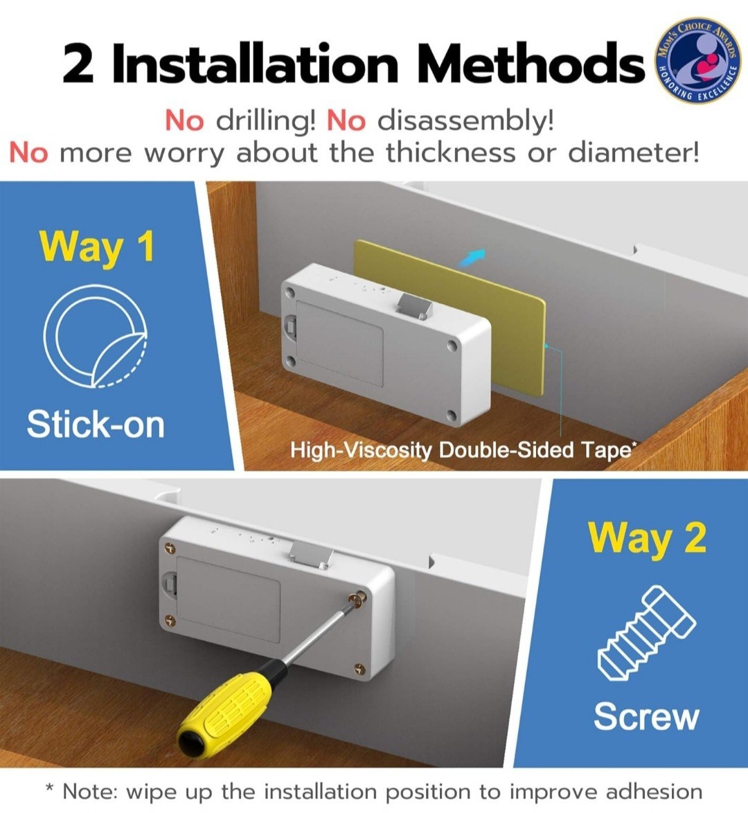 Smart Cabinet Lock, Hidden No Drill Adhesive Magnetic Baby Proofing Child Proof