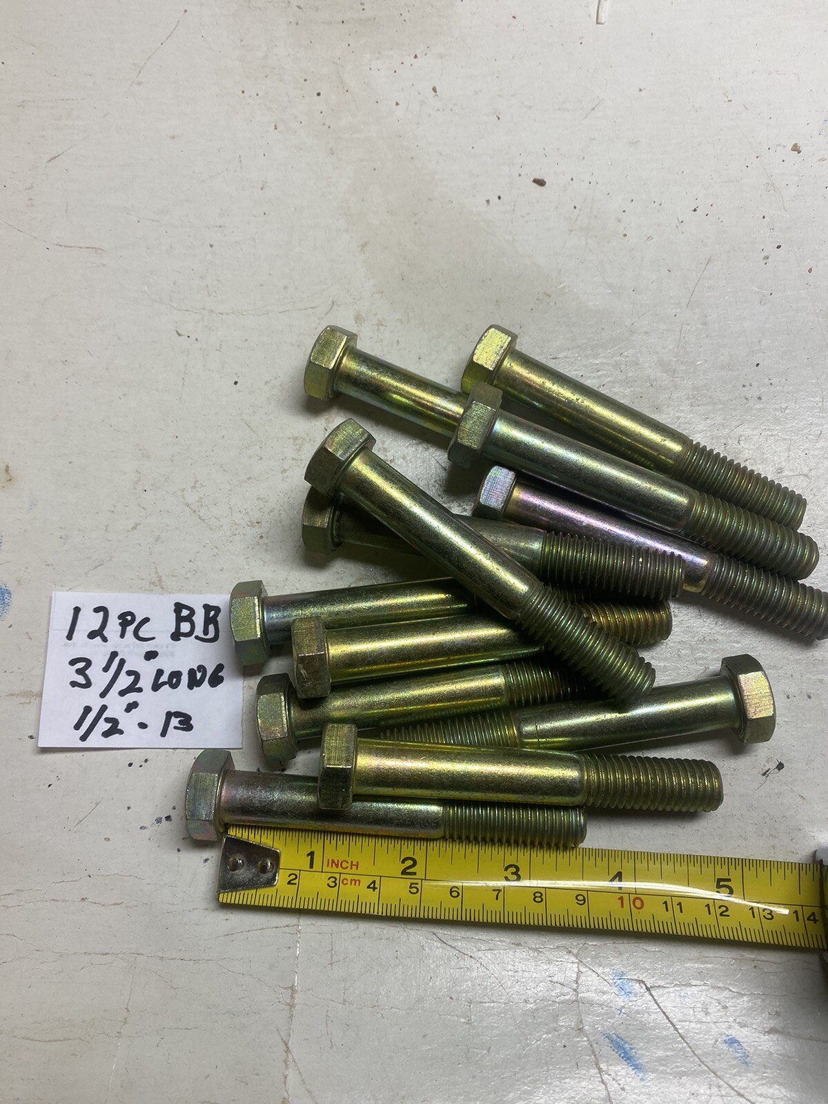 12 Pc 1/2″-13 – 3-1/2” Long Hex Head Bolts Screws New Old Stock