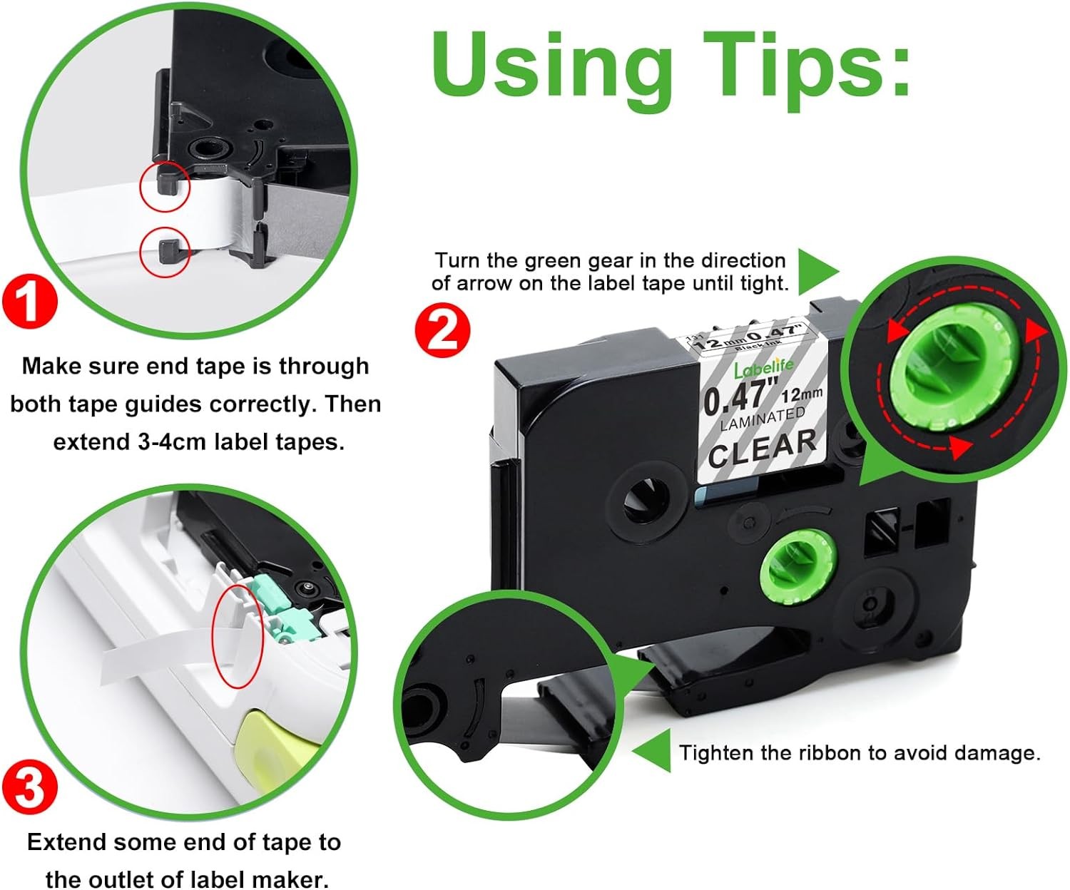6Pk full-color Compatible Label Maker Tape 12mm for Brother P-Touch TZe PT-D210