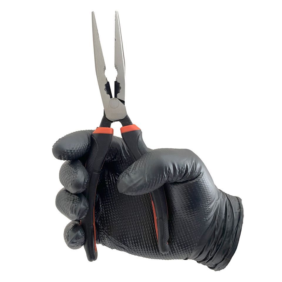 6 MIL BLACK NITRILE GLOVES WITH RAISED DIAMOND TEXTURE, HEAVY DUTY BOX OF 200