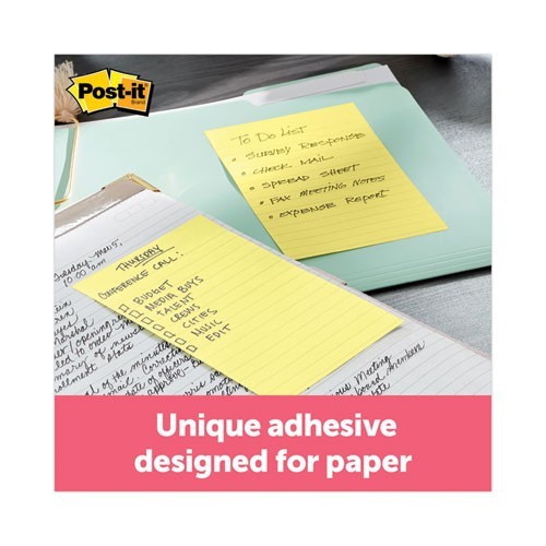 Post-it Notes Pads in Canary Yellow, Note Ruled, 4×6″, 100 Sheet/Pad, 12 Pads/PK