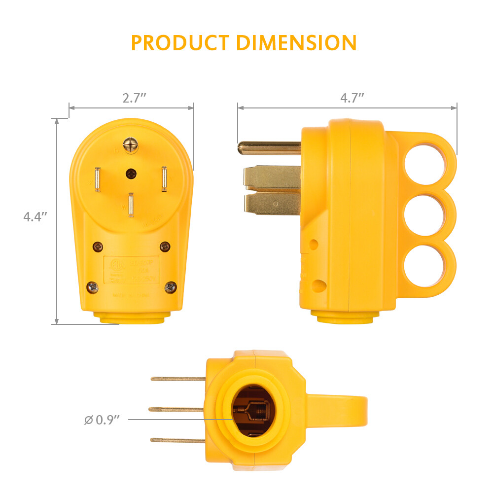 RV 30A/50A Receptacle Plug Male/Female Power Cord End Electrical Relacement 125V