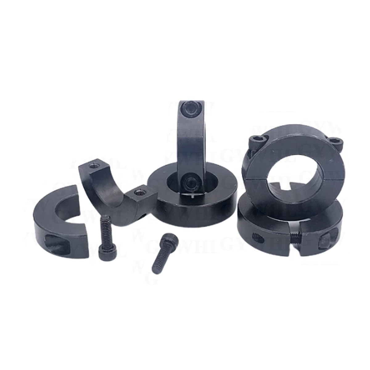 Black 45# Steel Clamp Collar Double Split 6mm To 150mm Shaft Collar With Bolts