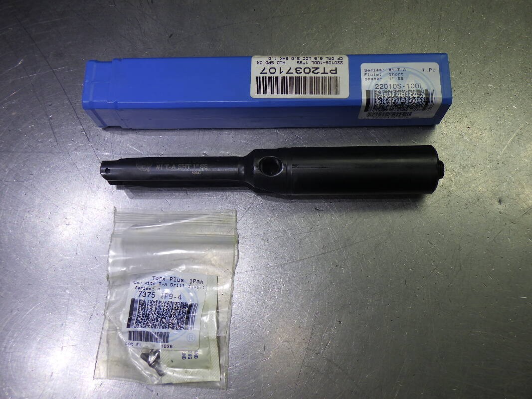 AMEC T-A #1 .69-.96″ Coolant Thru Short Spade Drill 1″ Shank 22010S-100L (LOC284
