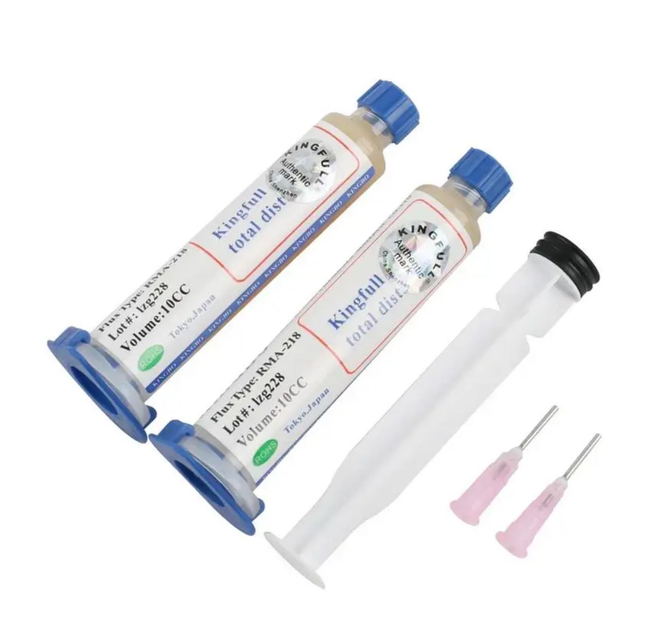 Solder Kit includes 2x 10cc Flux 60/40 Solder and Desoldering Wick