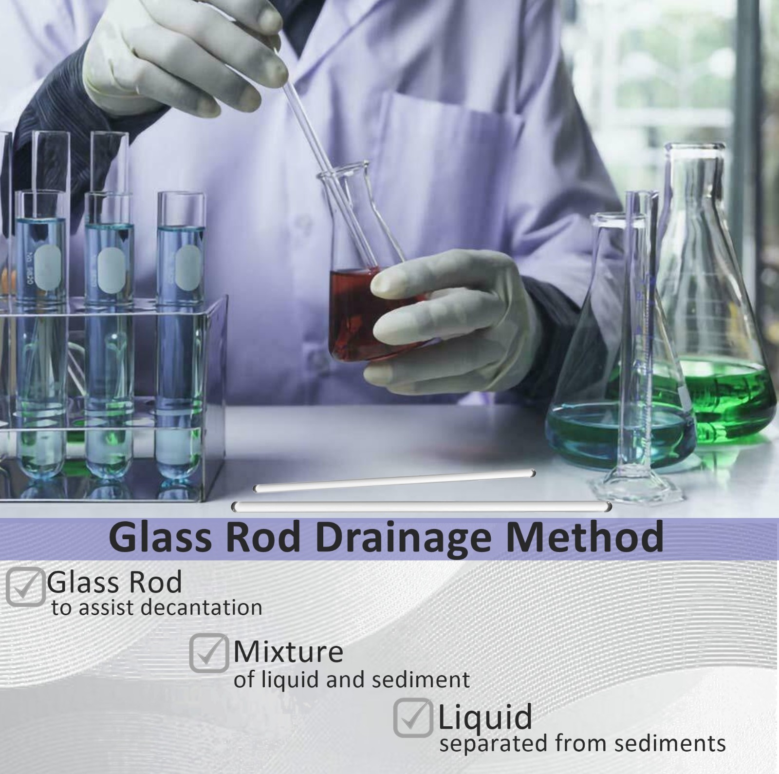 6 Pack Glass Stirring Rods 10″ Round ends for Science Education,Lab and Kitchen
