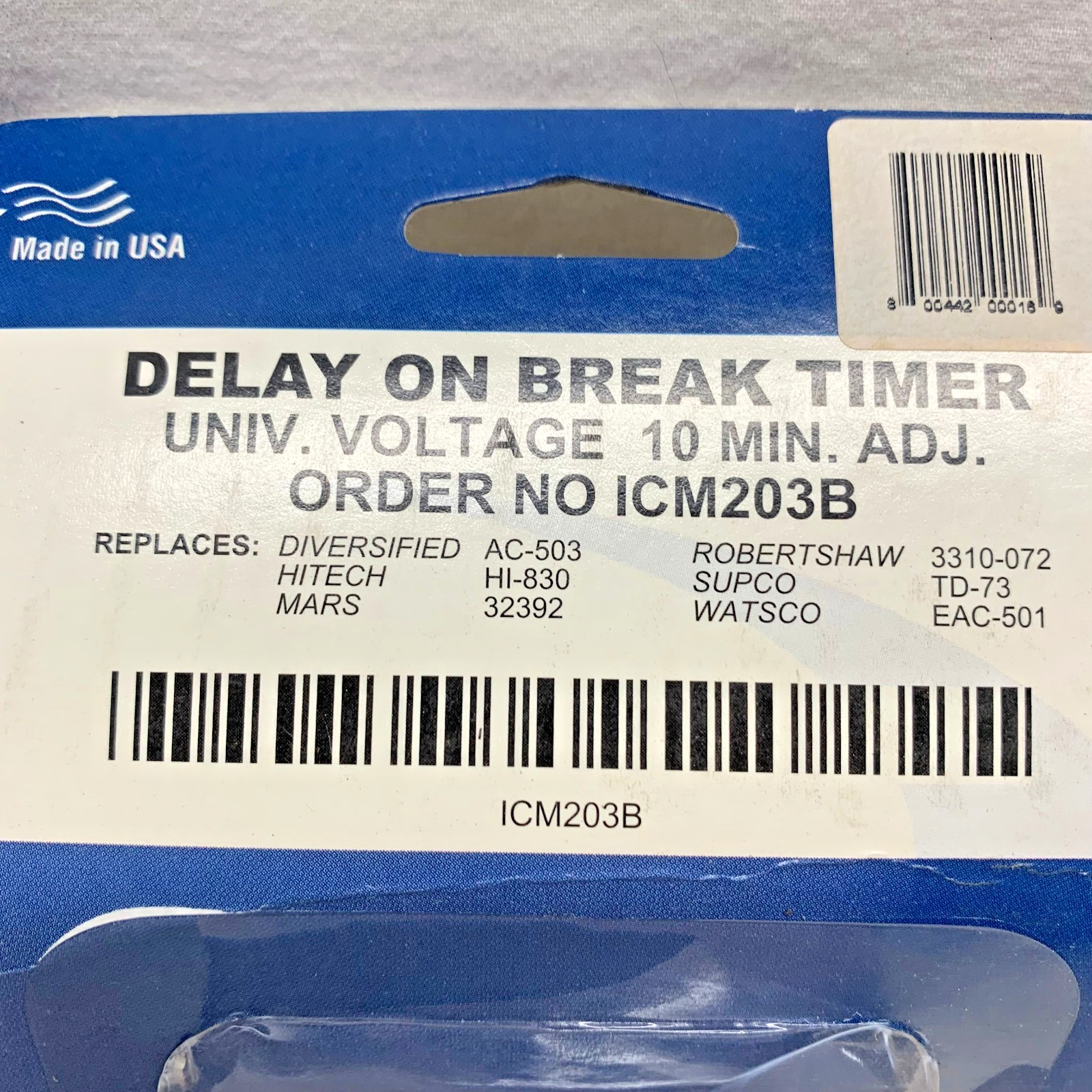 ICM Controls ICM203B Delay On Break Timer, .03-10 Minute Adjustable, 18-240 VAC