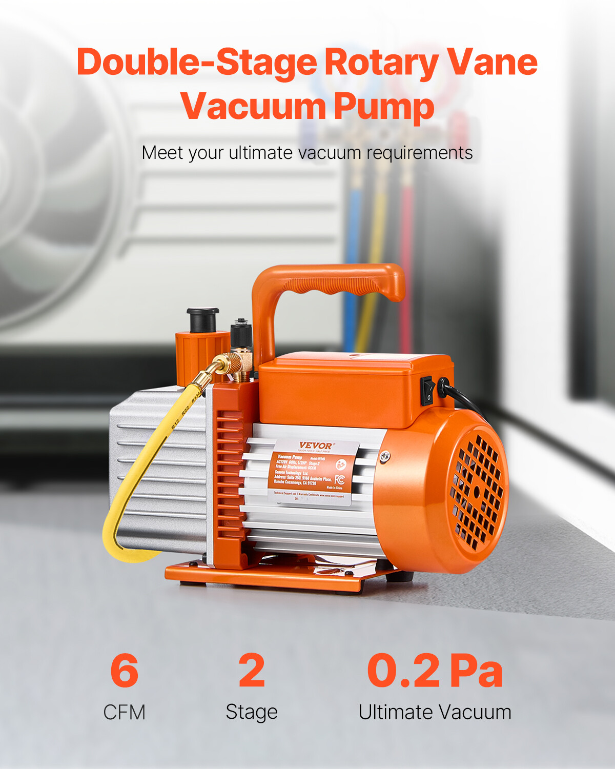 Vacuum Pump 6 CFM HVAC 2 Stage Rotary Vane Vacuum Pump Oil Included