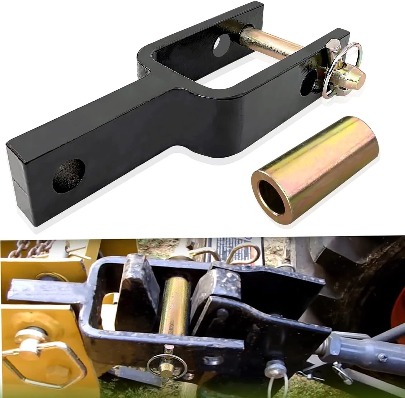 Quick Hitch Adapter with Adjustable Sleeve for Category 1 Tractors and Equipment