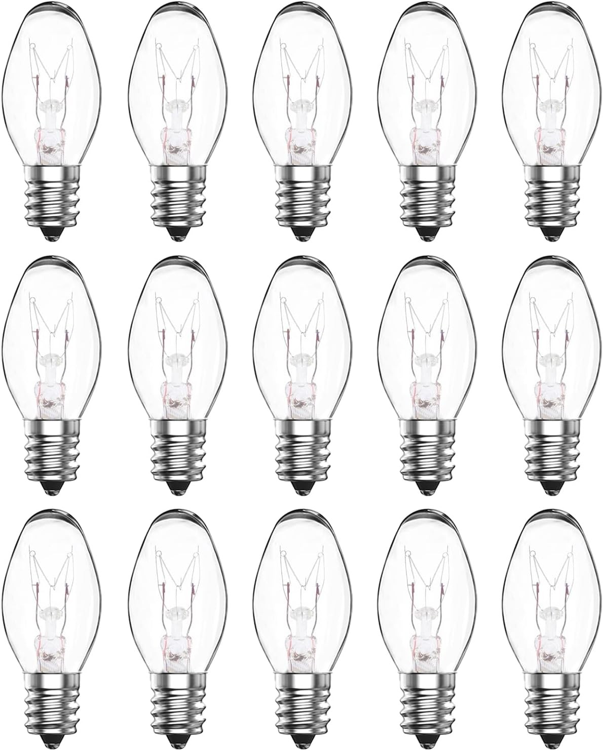 15-Pack Night Light Bulbs 7 Watt, 120V E12 C7 Small Light Bulb for Plug-in Hi