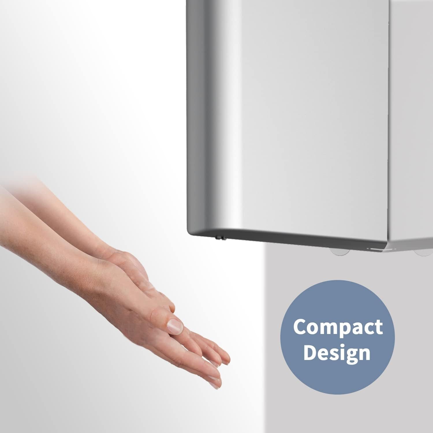 AIKE AK2630 Compact Hand Dryer 1400W – 110V Silver Air Wiper, 2-Pin Plug