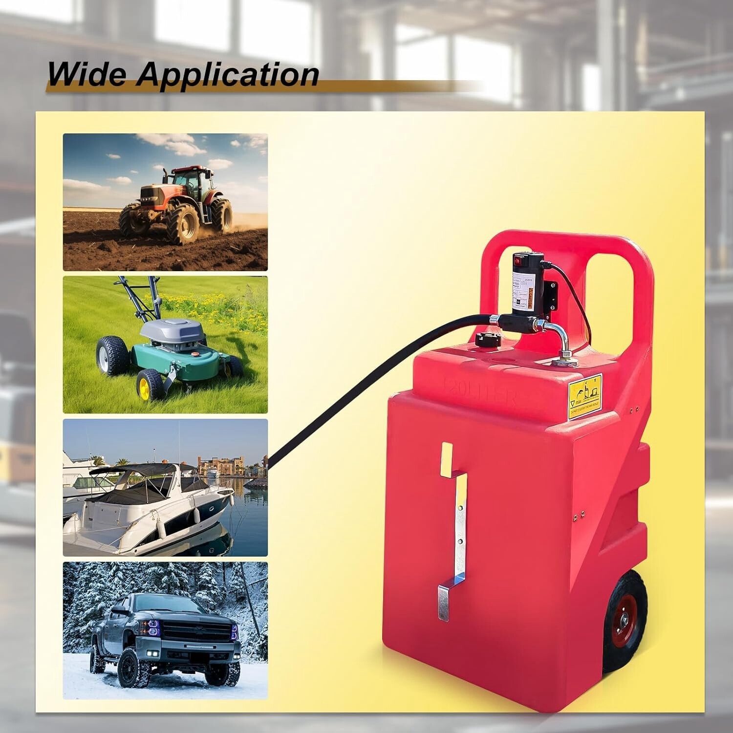 Red 32 Gallon Portable Fuel Tank 120L with 12V Diesel Pump 13ft Delivery Hose