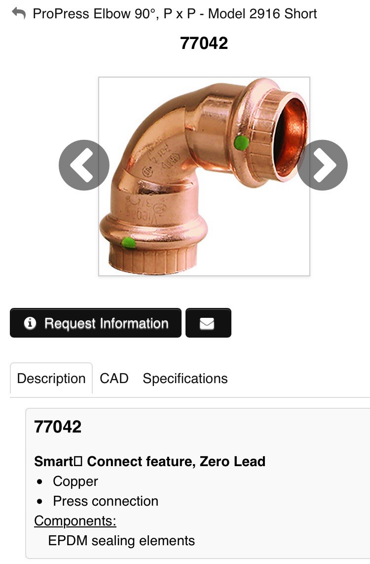 x15 Lot 2” 77042 Viega ProPress Elbow 90° P x P Copper Pipe Press Fitting 2916