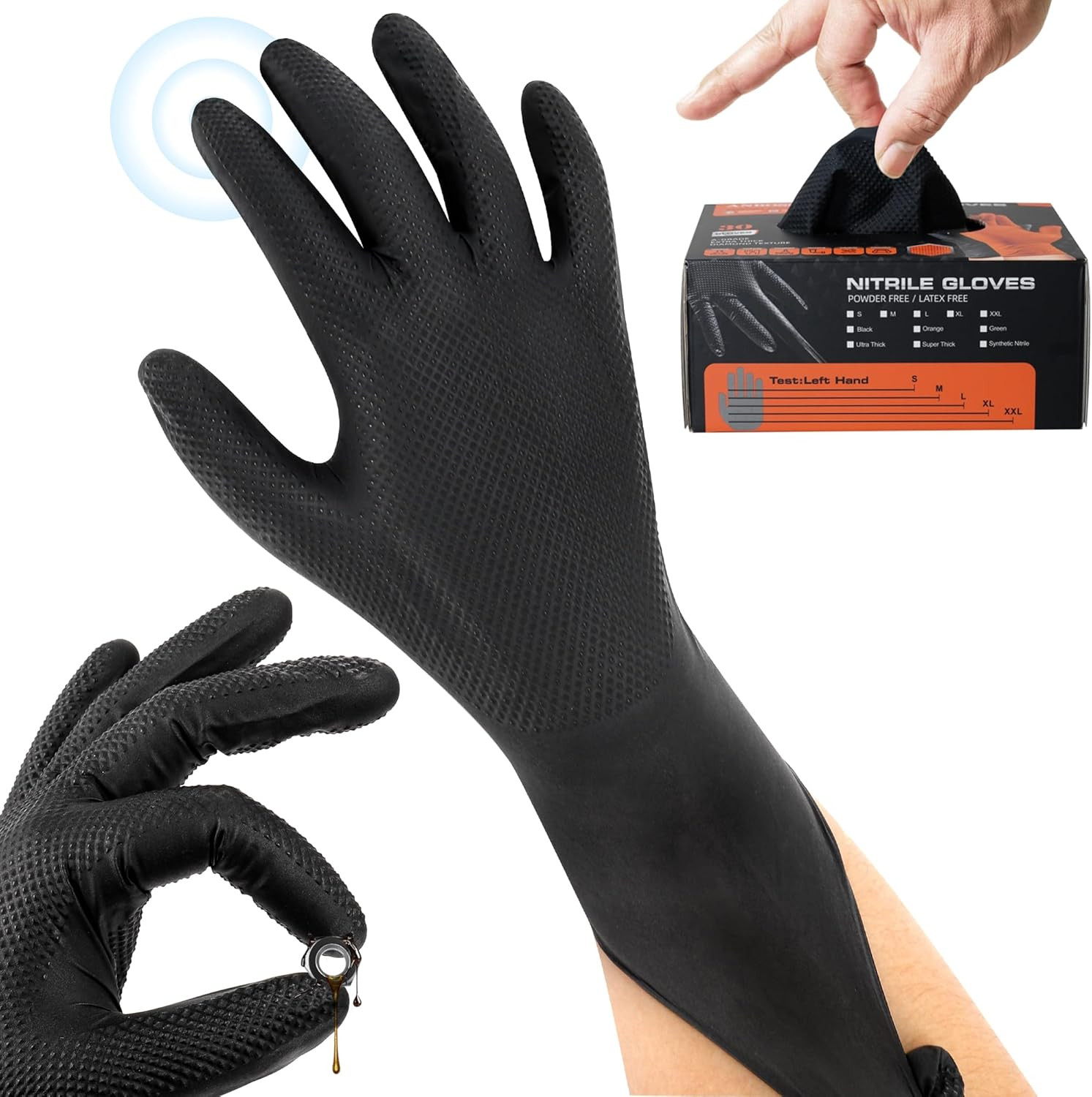 9 mil Heavy Duty Nitrile Gloves Latex Free Rubber, Chemical Resistant XL