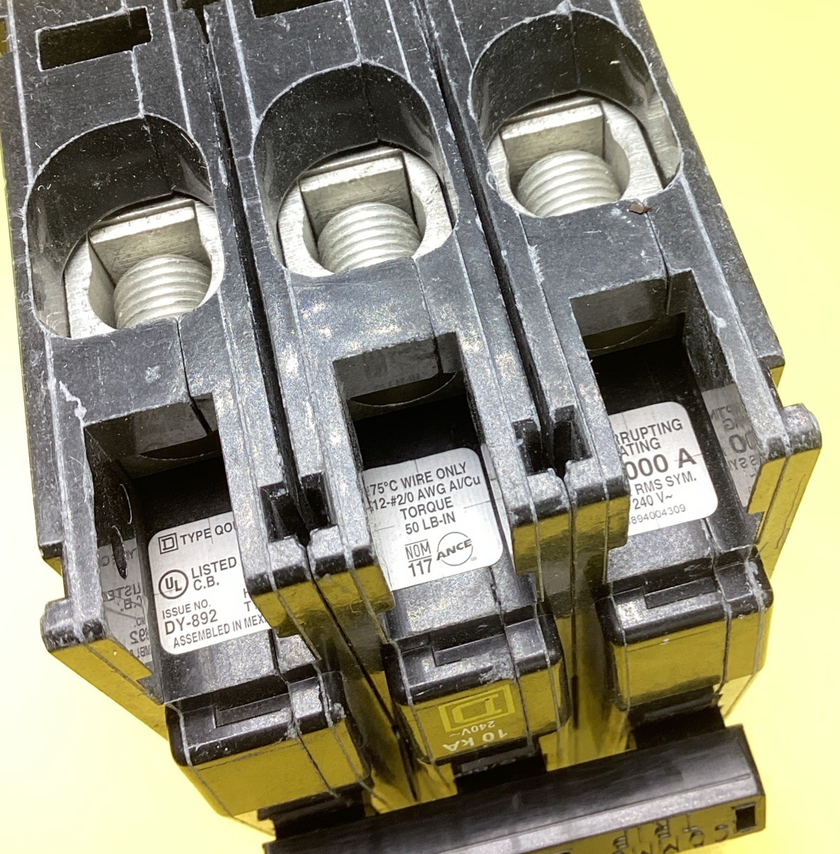 New Circuit Breaker Square D QOU390 90 Amp 3 Pole 240V with Trip Indicator