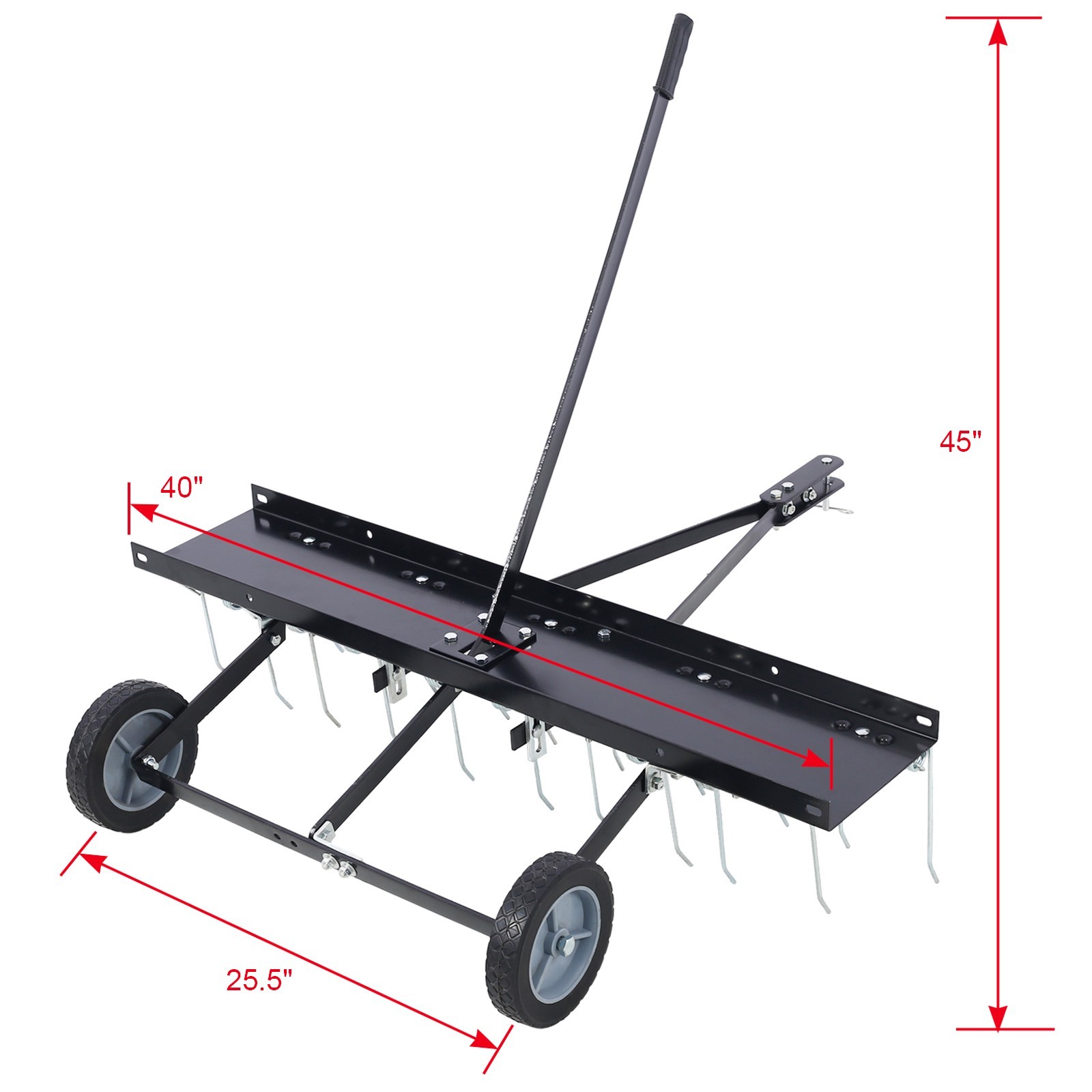 40″Dethatcher Tow Behind Lawn Rake Lawn Sweeper Height Adjustable Lawn Care Tool