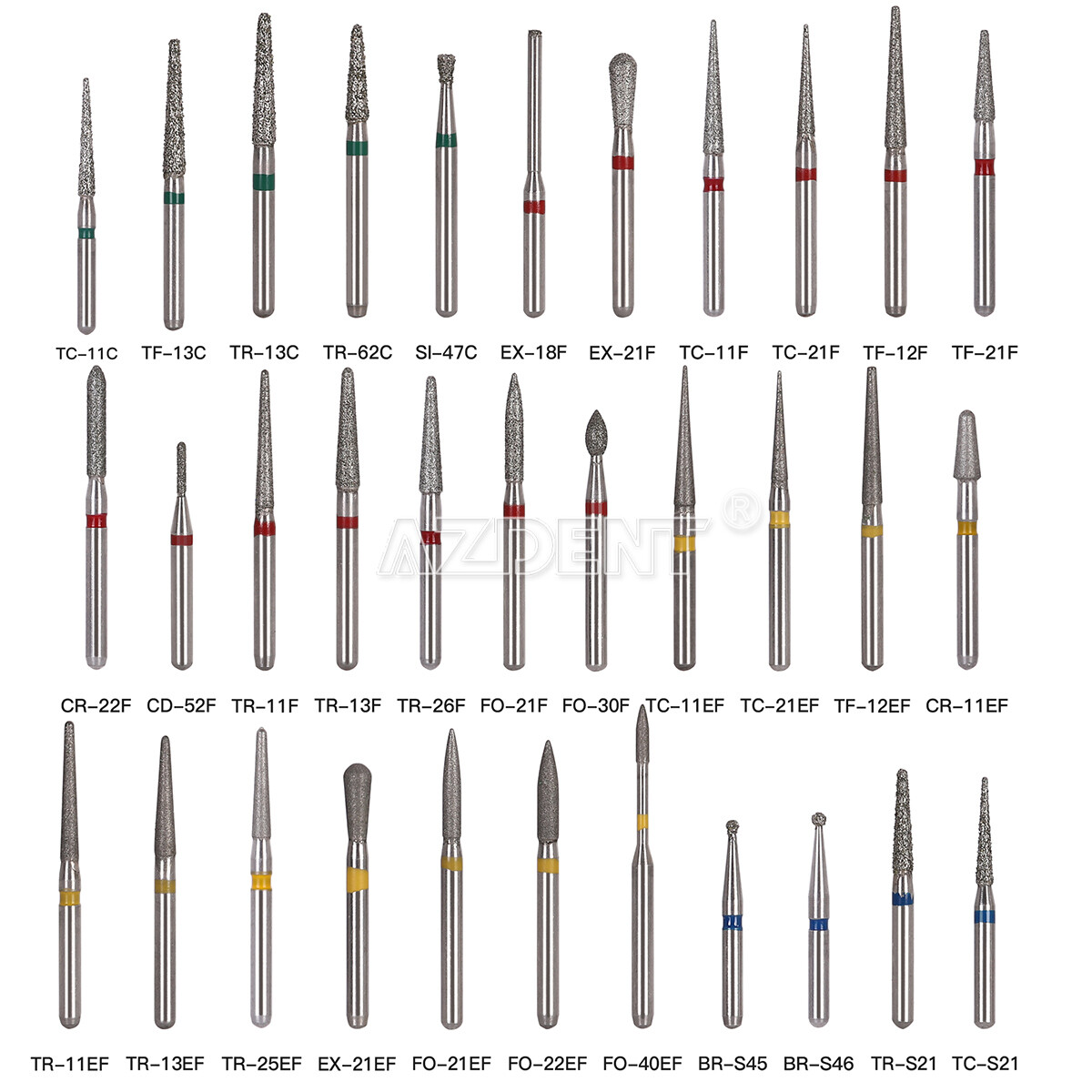 AZDENT Dental Diamond Burs Drills FG Burs for High Speed Handpiece
