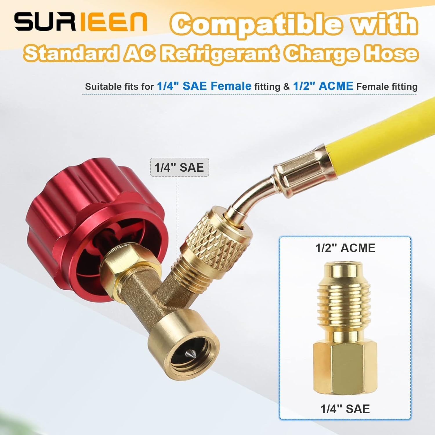 R134A Can Tap Valve – Self-Sealing & Puncture Style w/ Tank Adapter for A/C