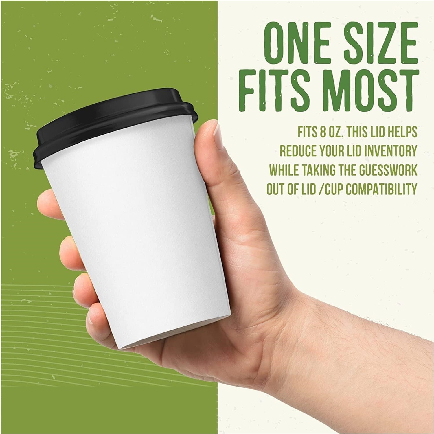 100 Pack Lids for 8oz Paper Hot Cups – Coffee Cup for Cold or Hot Drinks, Tea