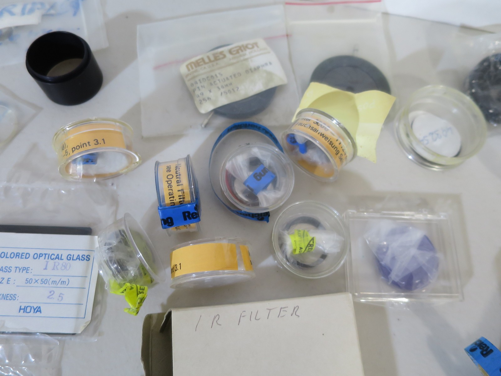 Olympus Microscope HOYA Lenses, and assorted parts. HOLLAND, AUSTRIA, UK PARTS