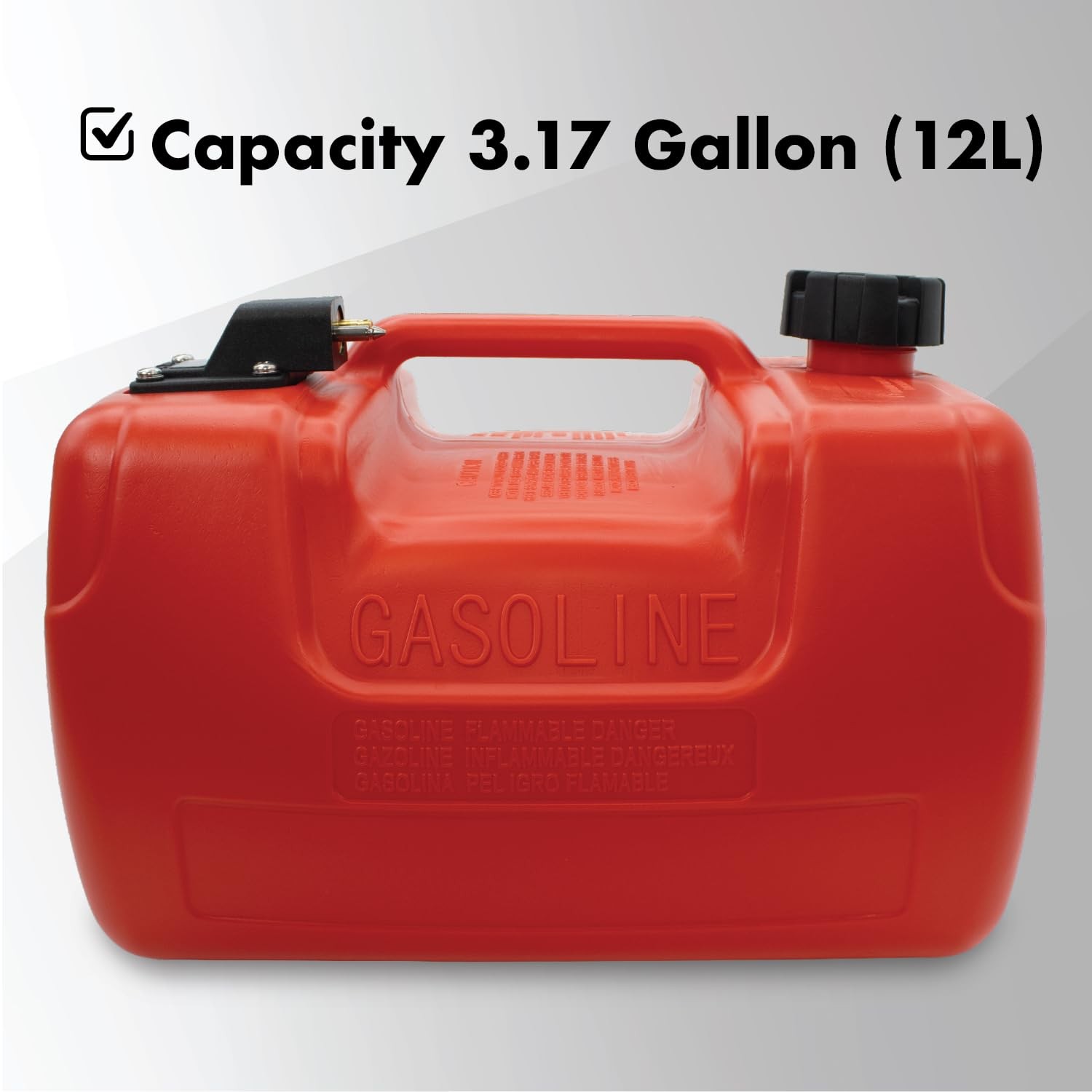 Portable 12L Marine Tank W/ Connector Fuel Tank Outboard Boat Motor