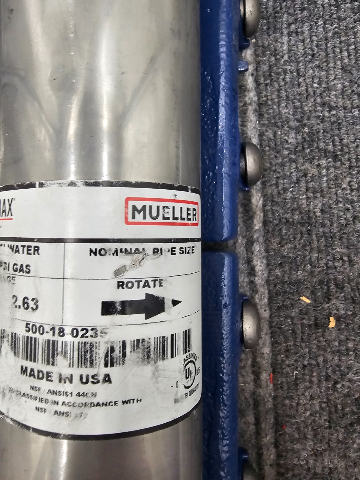 MUELLER Hymax Repair Clamp 500-18-0235, Blue Silver 2.63 Range