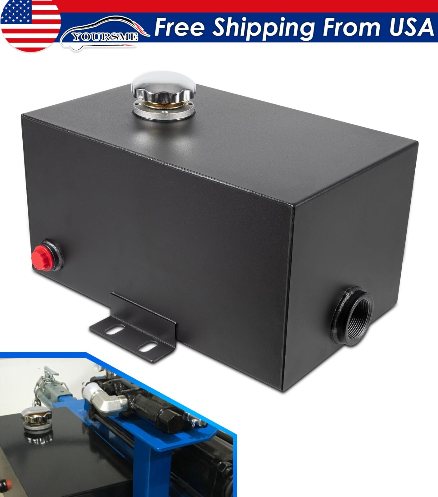 5 Gallon Hydraulic Fluid Reservoir Tank, Inlet 1-1/2″ & Outlet 3/4″ FNPT Port