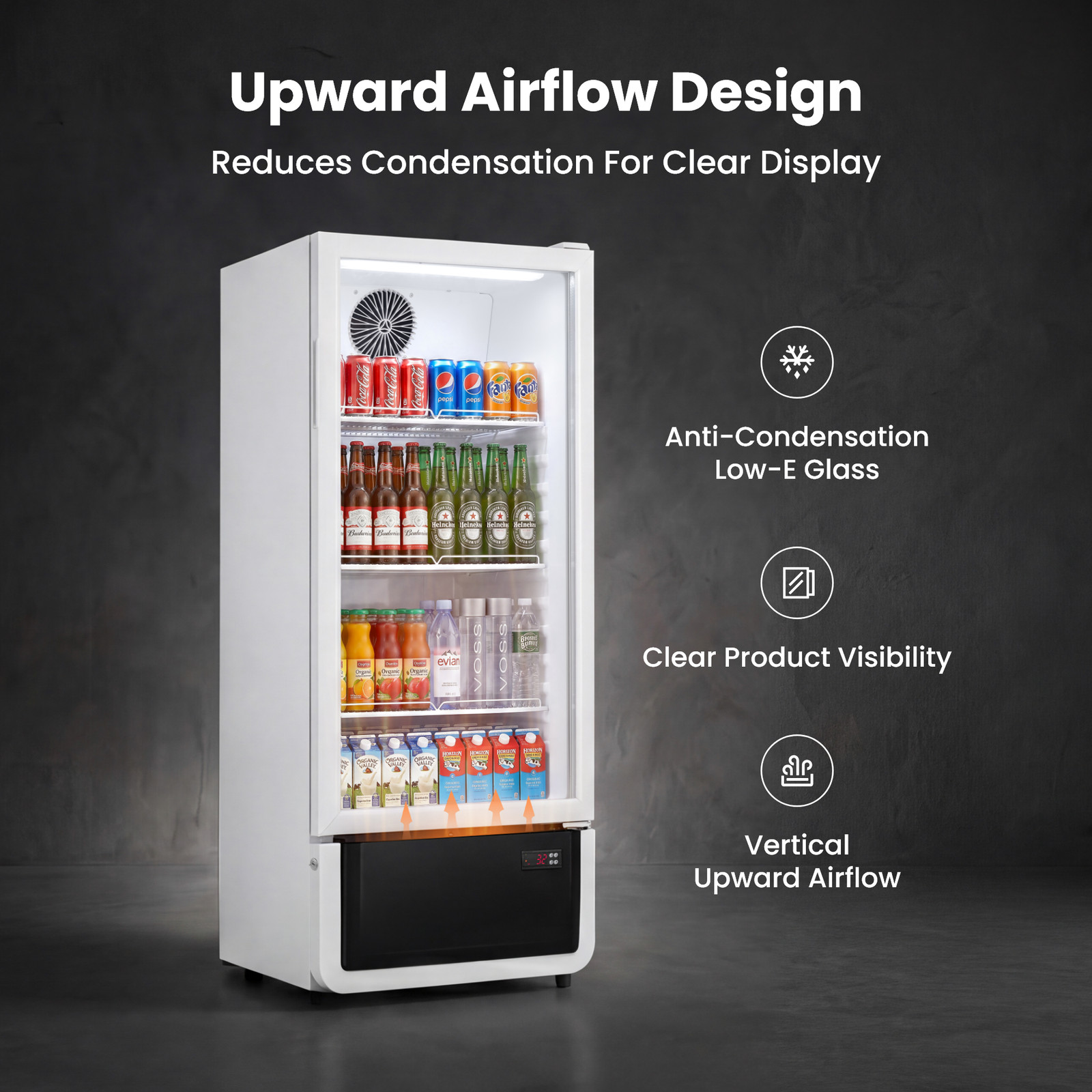 Yeego Commercial Upright Refrigerator 6.85 Cu.ft Beverage Display Cooler White