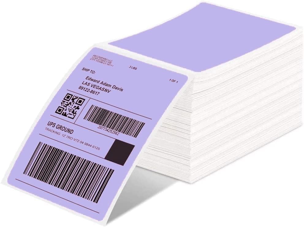 Phomemo 4×6 Thermal Labels for Shipping Label Printer – 500PCS Purple Mailing…