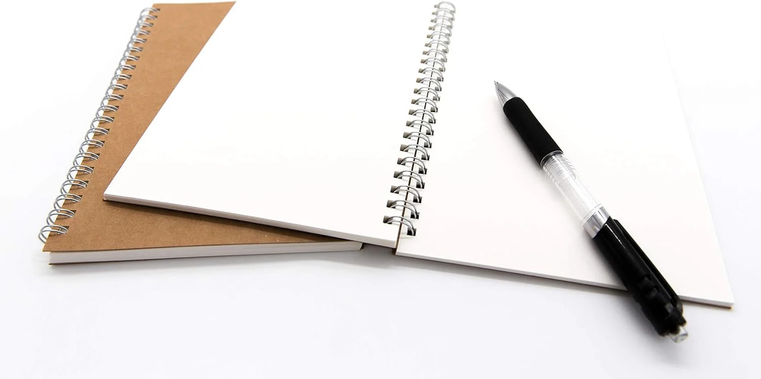 Soft Cover Spiral Notebook Journal 2-Pack, Blank Sketch Book Pad, Wirebound Memo