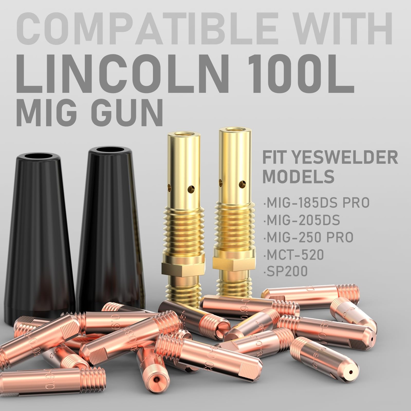 YESWELDER Flux Core Welding Gun Accessories Kit, 24Pcs, 20*.030 Tips & 2*Rubber