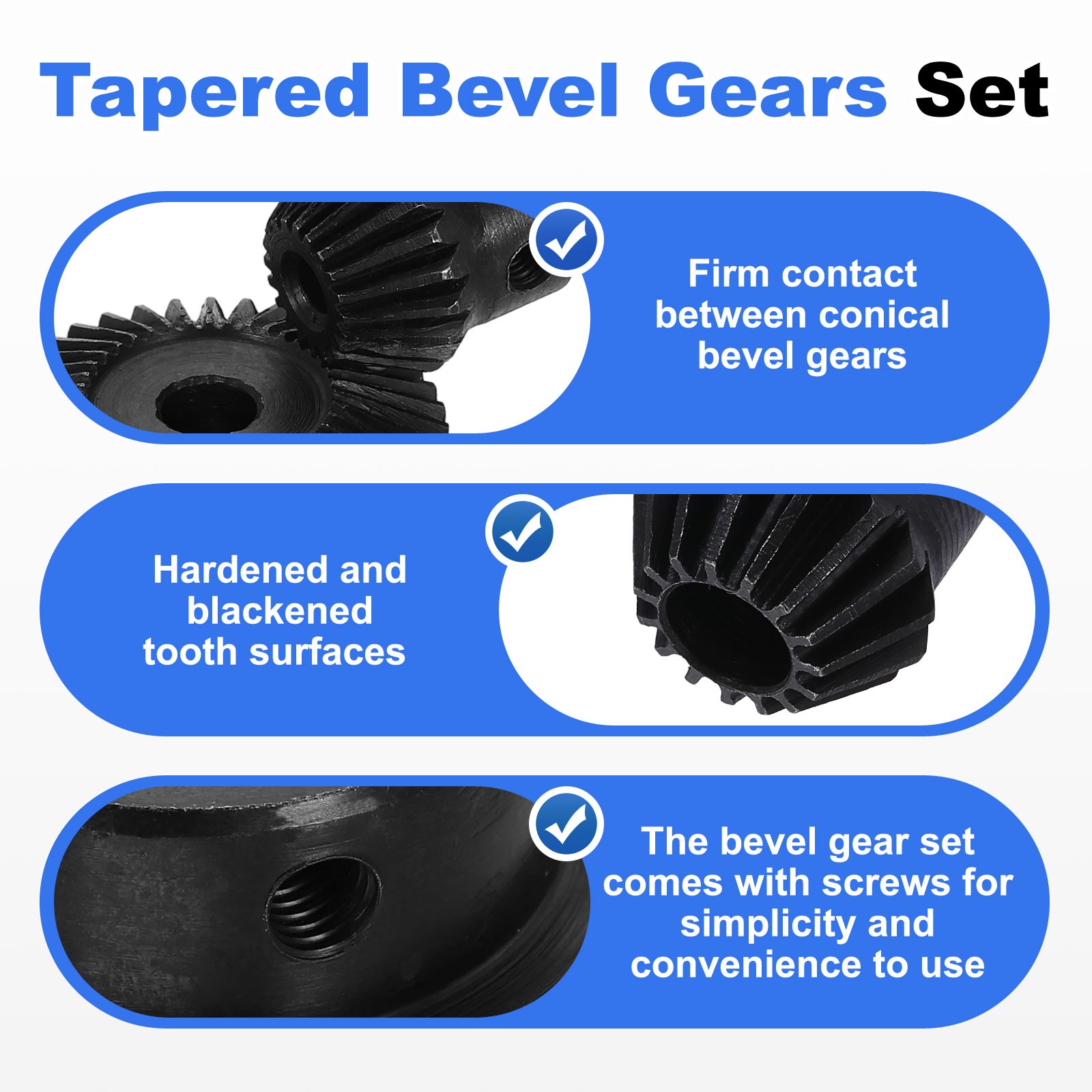 2Pcs Tapered Bevel Gear Set, 1.5 m 1:2 (15T/30T) Bevel Gear(8/15mm Shaft Hole)