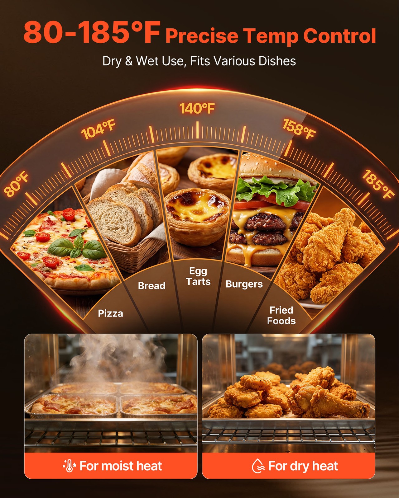 VEVOR Electric Hot Box Food Warmer 4-Tier Food Warming Cabinet with Single Door