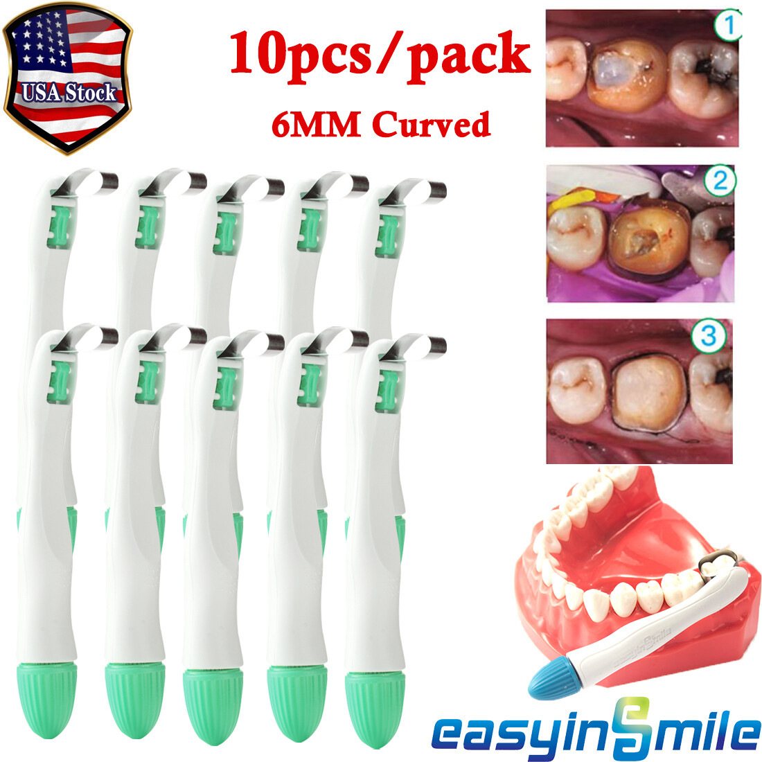 10X Dental Curved Matrices Stainless Steel Bands 6MM Pro Matrix Bands Molar Clip