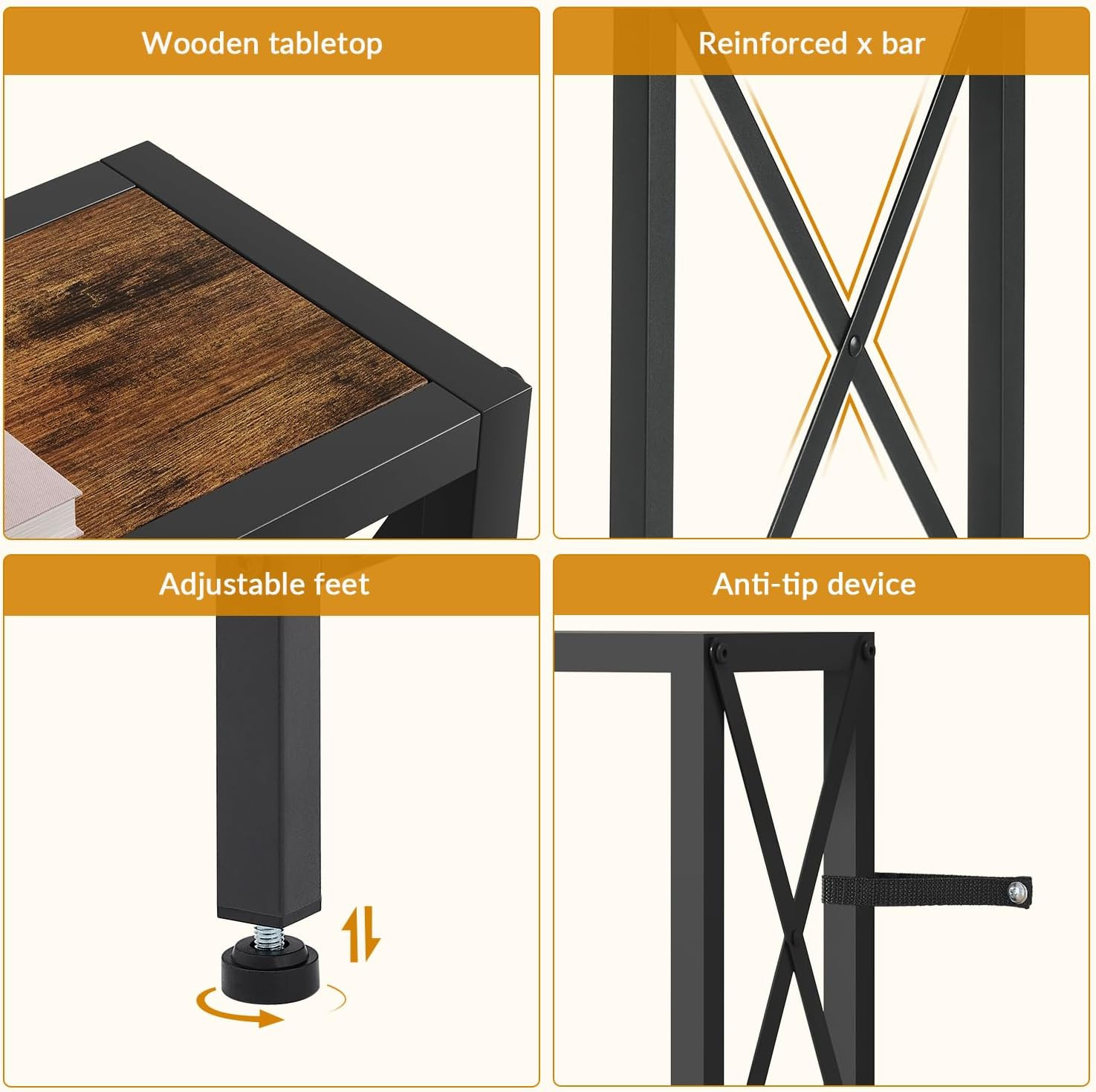 Narrow Console Table – 55.1″ Sofa Table behind Couch with Socket | Industrial St