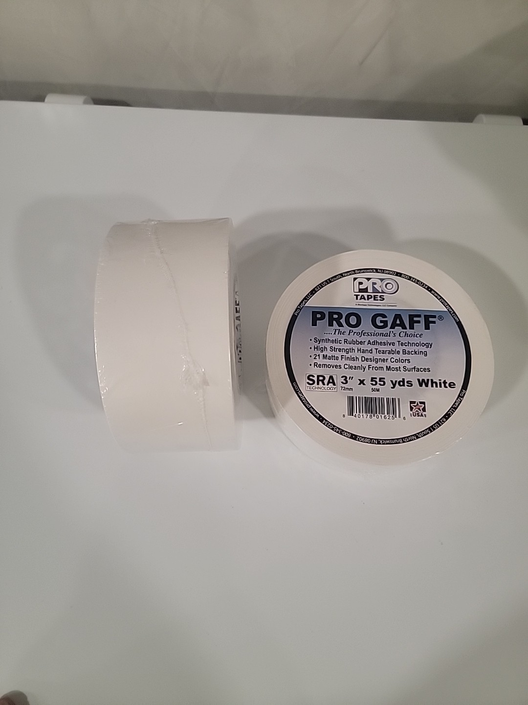 3 Inch Pro Gaff Premium Matte Cloth Gaffer’s Tape Lot Of 2 Pro Tape White