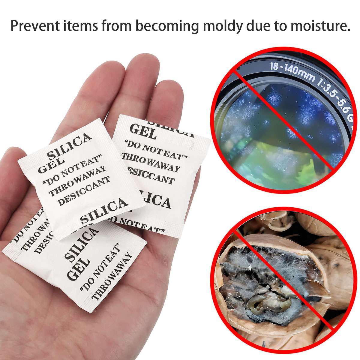 60/100 Packets Grams Silica Gel Desiccant Pack Moisture Absorber Reusable Safe
