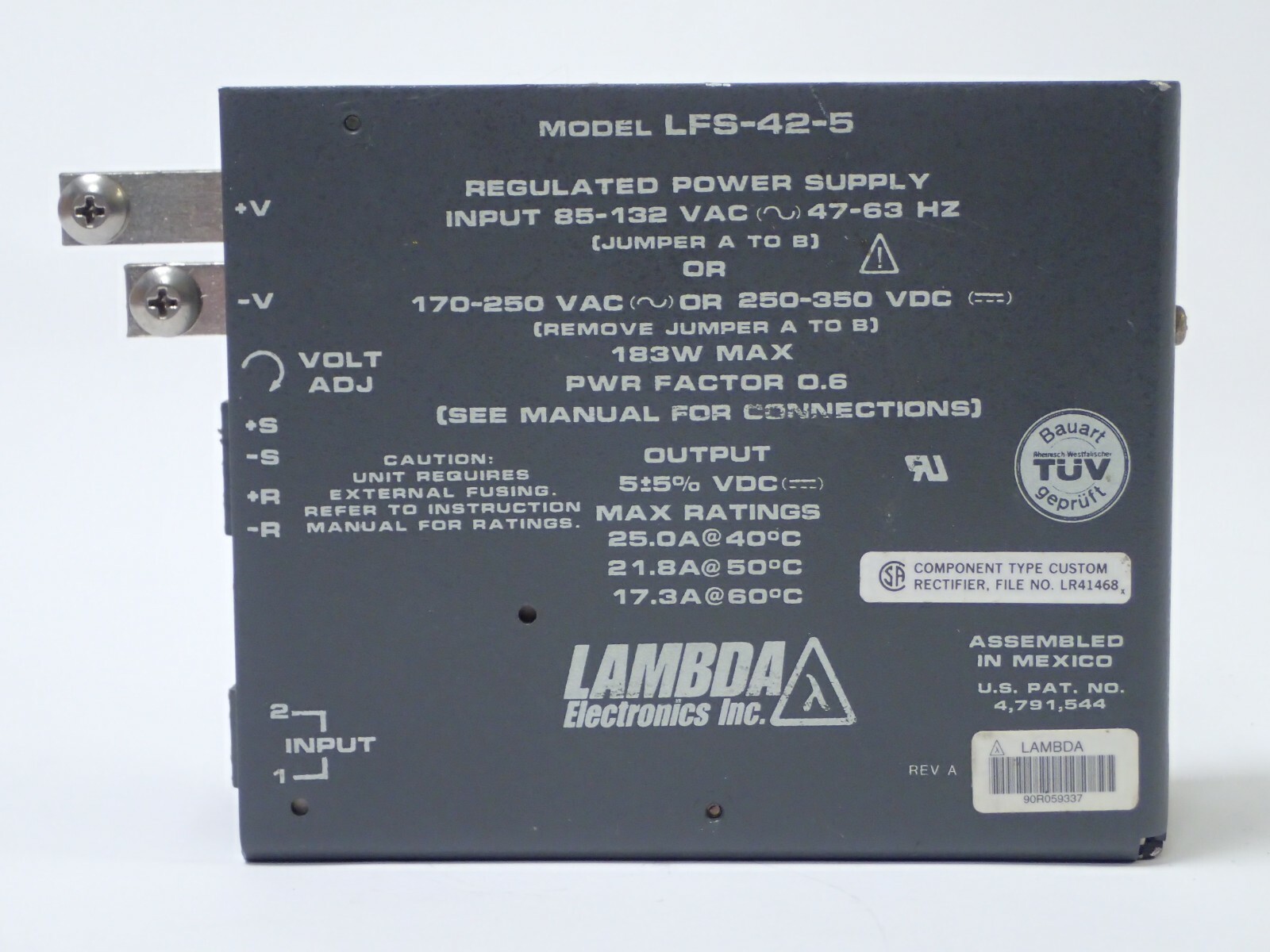 LAMBDA LFS-42-5 REGULATED POWER SUPPLY IN 85-132 VAC OUT 5 VDC MAX 183W TESTED