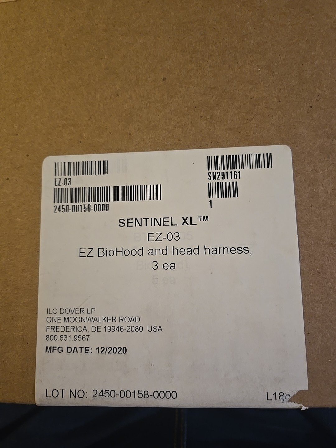 Sentinel XL EZ BioHood And Head Harness (Model EZ-03) Set Of 3, NIB. PPE