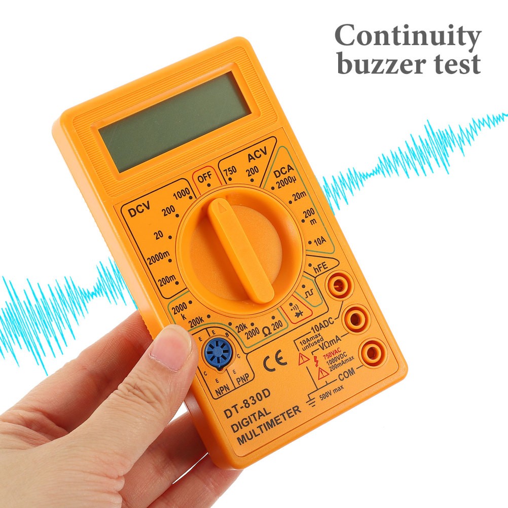 Yellow Digital Multitester with Durable Probes Simple and Safe Measuring Tool
