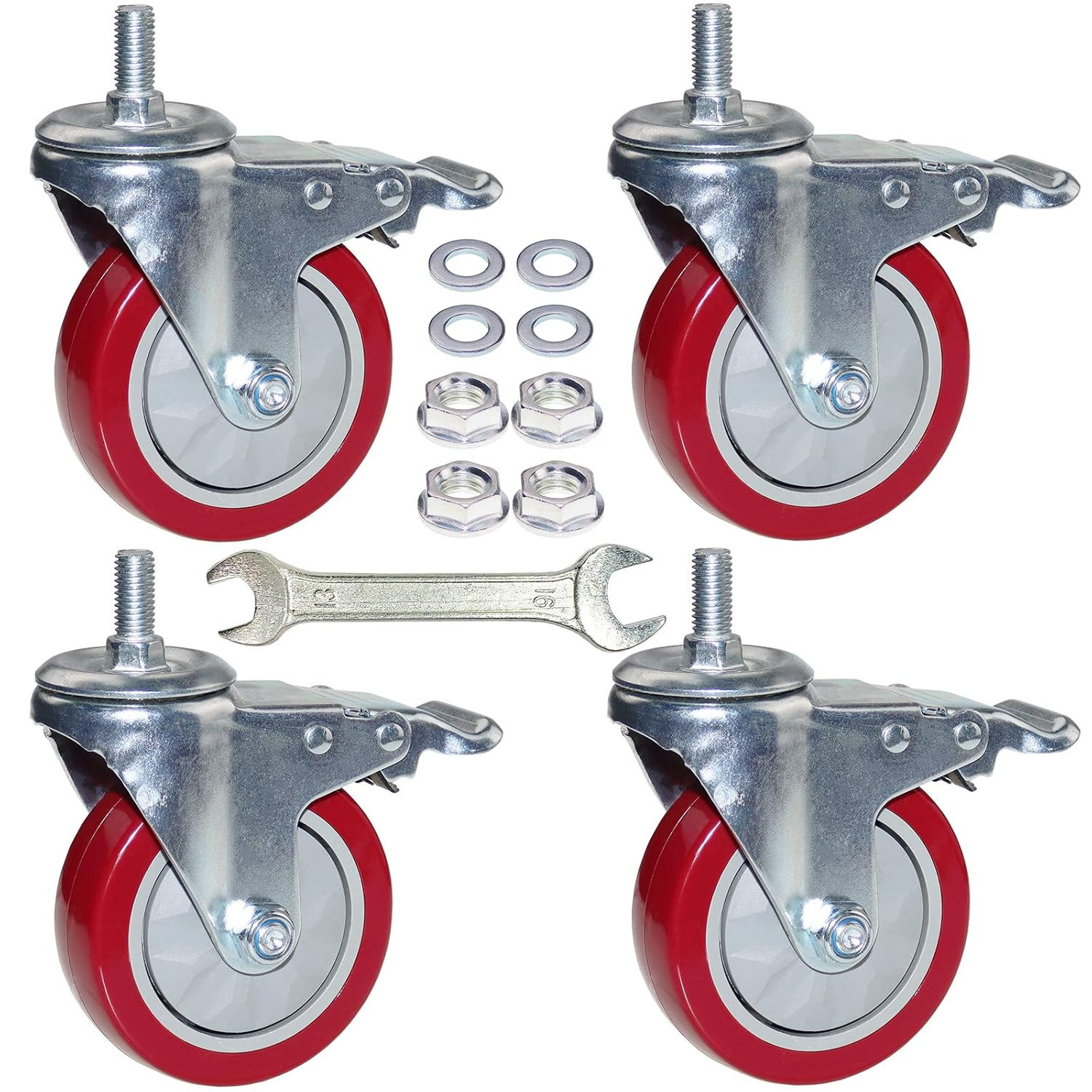 4 Inch Heavy Duty Stem Casters 360 Degree Swivel Thread Wheels with Metric Size