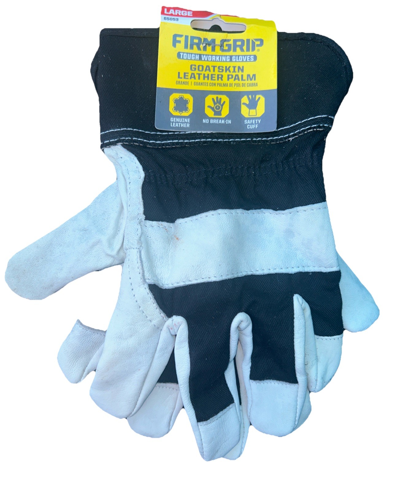 Firm Grip Goatskin Leather Palm Tough Working Gloves Sz Large