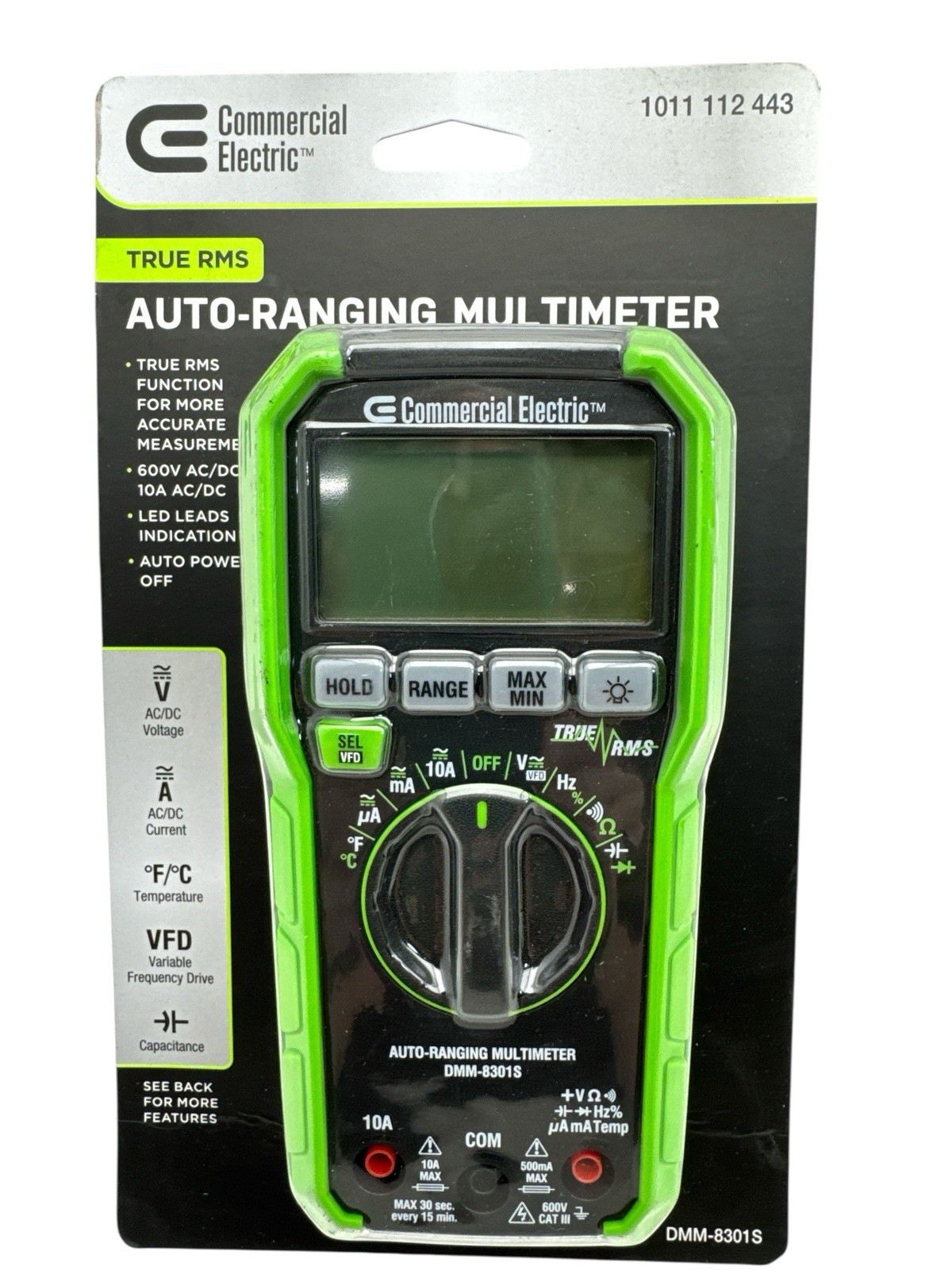 Digital Multimeter 600-Volt True RMS Auto-Ranging with Temperature DMM-8301S NEW